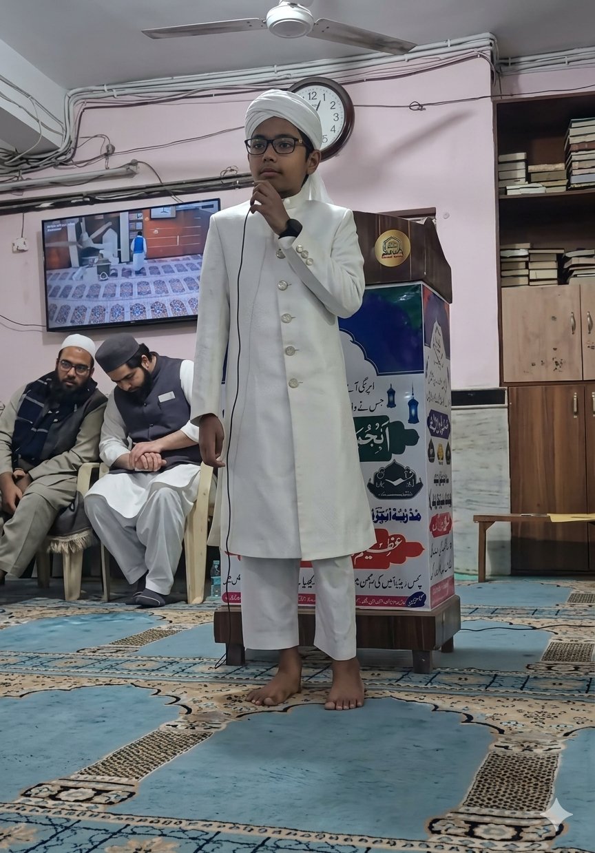 Young student at podium